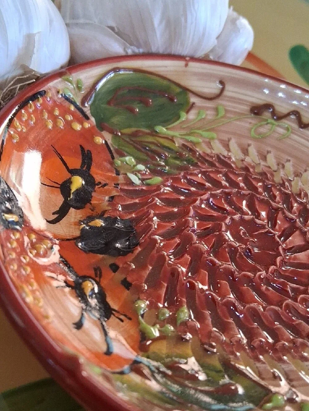Hand-Painted Ceramic Garlic/ Fruit Grater. Made in Spain.